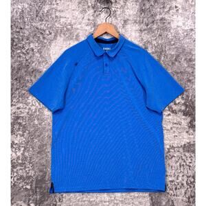 Rhone Polo Shirt Large Mens Delta Pique Blue Short Sleeve